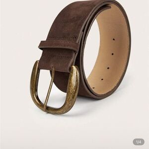 SHEIN Dark Brown Belt with Gold Buckle